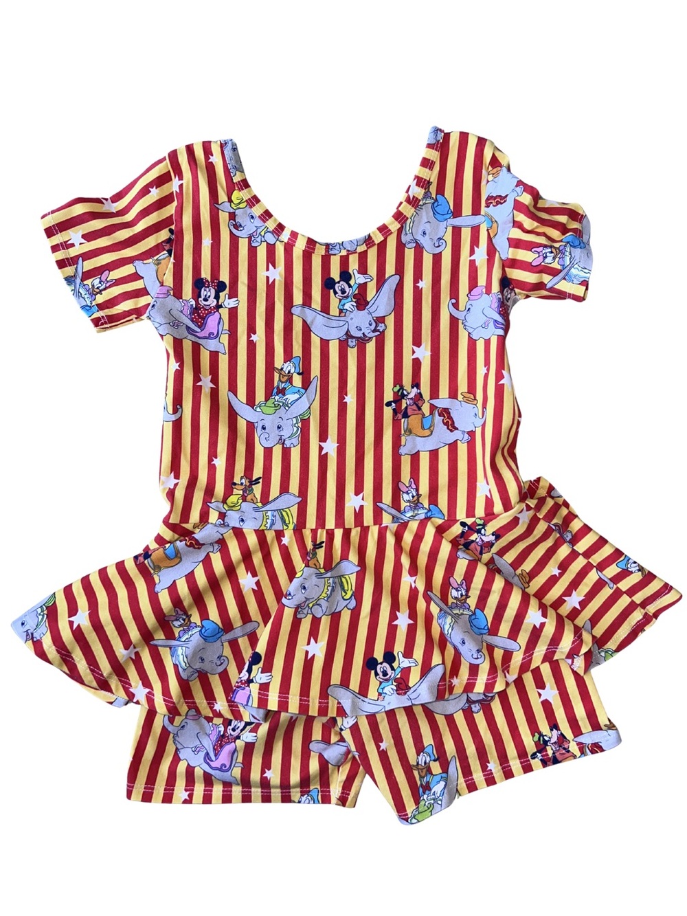 Wild Rich Kids Dumbo Striped Red Yellow Girls Romper with Bow Headband - Picture 2 of 6